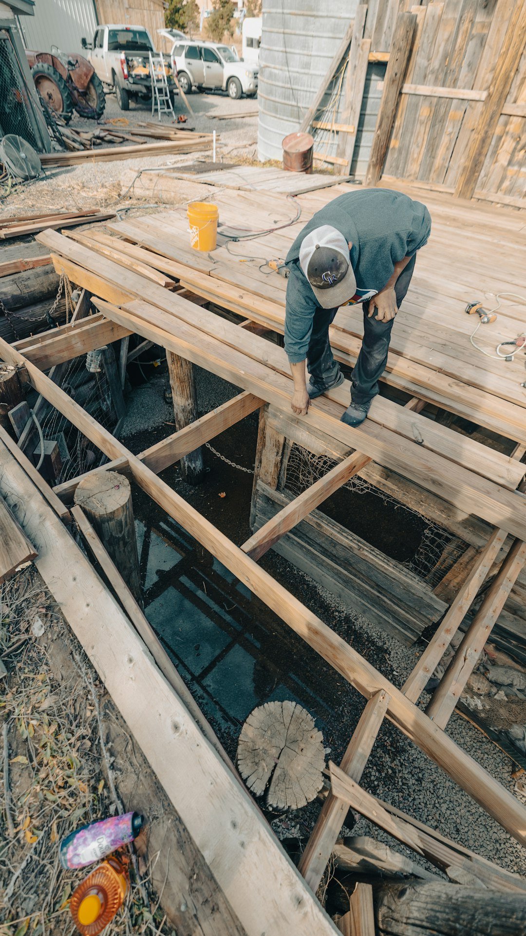 construction workers building a scene